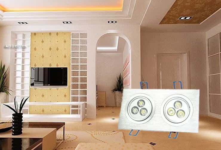 厂家直销大功率LED双头6W天花灯车铝天花灯