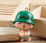 批发格子货 韩国创意好玩的 带帽娃娃炮炮兵手机挂件带手机链12g