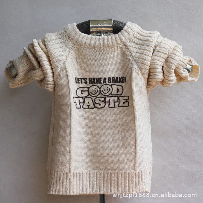 小童肩扣 独特反<em>针</em>字母 儿童<em>毛衣</em> 宝宝<em>毛衣</em> 婴儿
