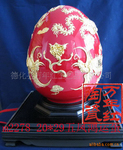 供应漆线雕花瓶漆线雕万年红陶瓷德化红瓷花瓶中国红瓷五凤鸿运蛋