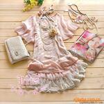 66828粉C 2011夏装新款 内系带 两件套连衣裙 服装批发