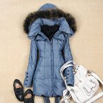 2011极度修身牛仔蓝抗静电棉质面料羽绒服