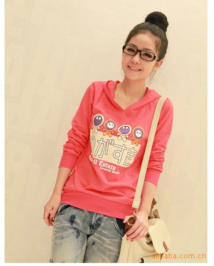 H326韩版瑞丽女<em>2011春装女装</em>卡通娃娃连帽长