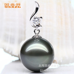 国盛祥正品!13-14mm A1AA 珠宝级 18K白金 大溪地珍珠 吊坠