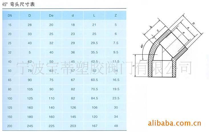 【45度\/135度弯头--管道配件 PVDF阀门配件 管