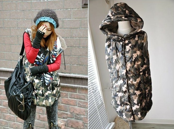 【厂家直销<em>迷彩</em>服女式<em>连帽</em>棉衣<em>马甲</em> 秋冬新款