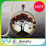 玻璃饰品吊坠 Moonlight and Oak Tree art pendant charm
