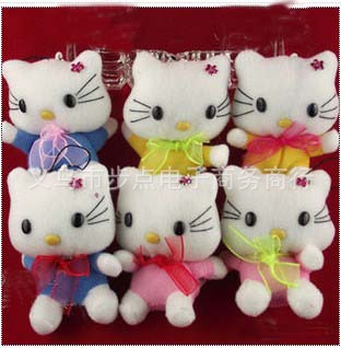 供應毛絨掛件 6cm坐姿絲巾KT貓 hello kitty 包花公仔 四個顏色工廠,批發,進口,代購