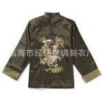 绣大龙长袖男士唐装 刺绣唐装外套 民族服装 8336/军绿