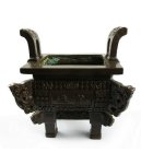 纯黄铜招财进宝鼎-铜四方鼎-铜鼎香炉 特大 紫铜色