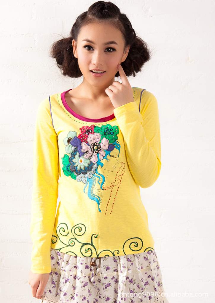 2011新品秋装可爱少女<em>欧美版女装</em>修身圆领风