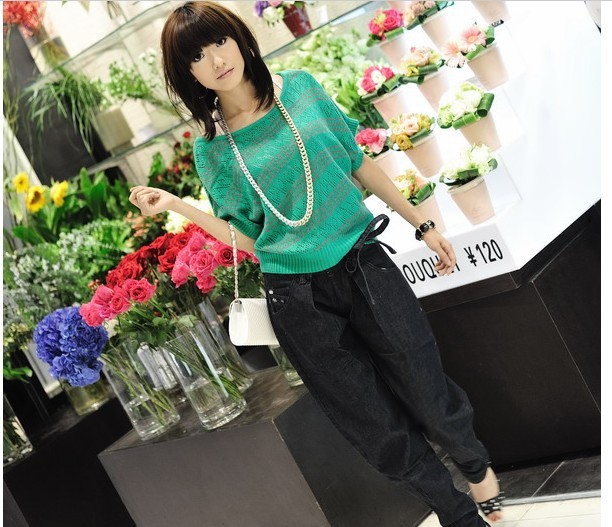 【特价供应女士韩版蝙蝠袖宽松随性<em>罩衫毛衣</em>X