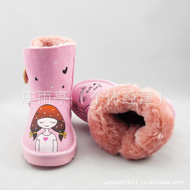 童手绘鞋 儿童雪地靴 儿童冬季<em>棉鞋</em> <em>女童棉靴</em> M