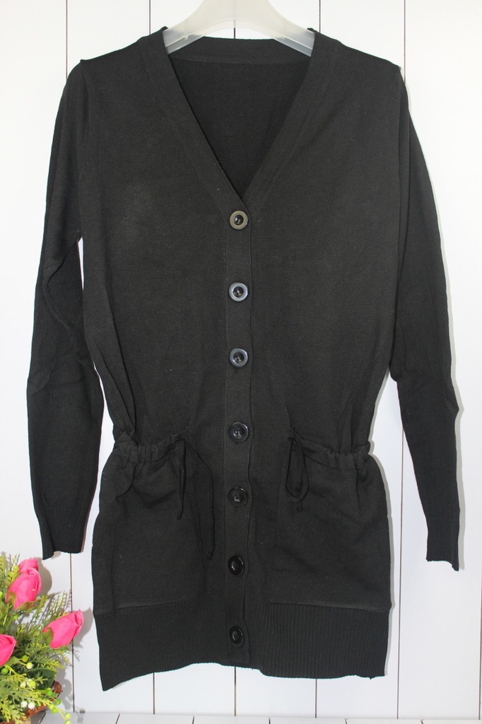 秋装新款 女装针织<em>开衫扣</em>钮长款外套 02#-25图