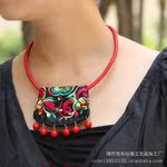 【纯手工制作】刺绣绣片项链 民族风项链