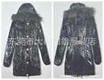 韩版长款冬装修身OL气质收腰棉衣毛领连帽品牌棉服品牌折扣批发