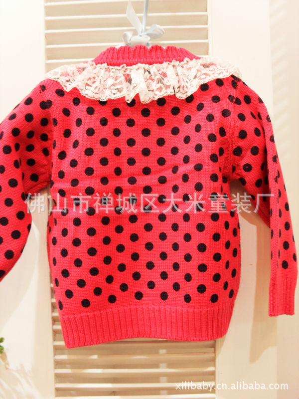 日韩男女童装秋冬款毛衣 圆点<em>女款小开衫</em> 厂家