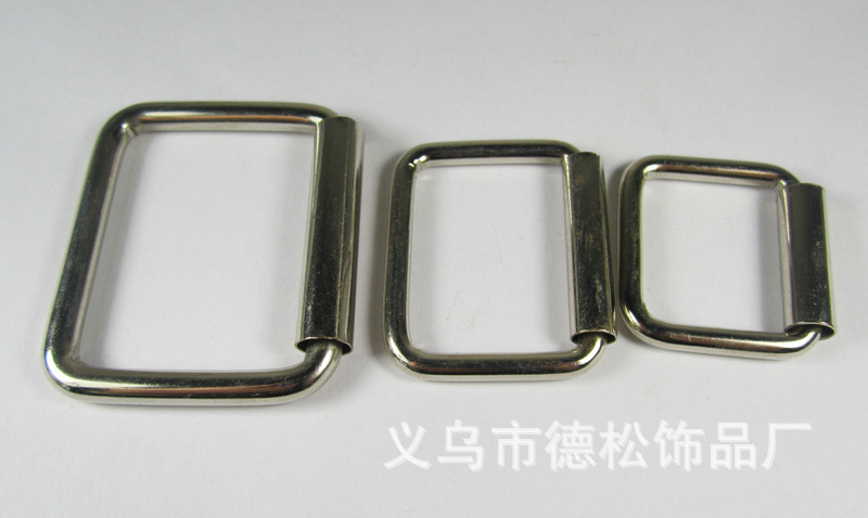 供应新款箱包口字扣,3.4x20x15MM,线圈扣,多种型号方扣铁线扣