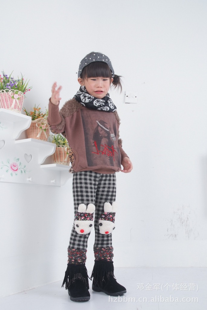 【笨笨<em>马</em> 厂家直销 时尚 秋冬女童 <em>裤腿</em>粘小兔子