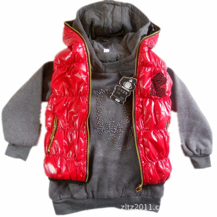 厂家直销 女童装<em>羽绒马甲</em>&<em>加长</em>厚卫衣 秋冬搭