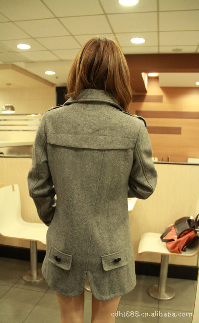 2011新品长款修身毛呢女外套呢子大衣 FZ260