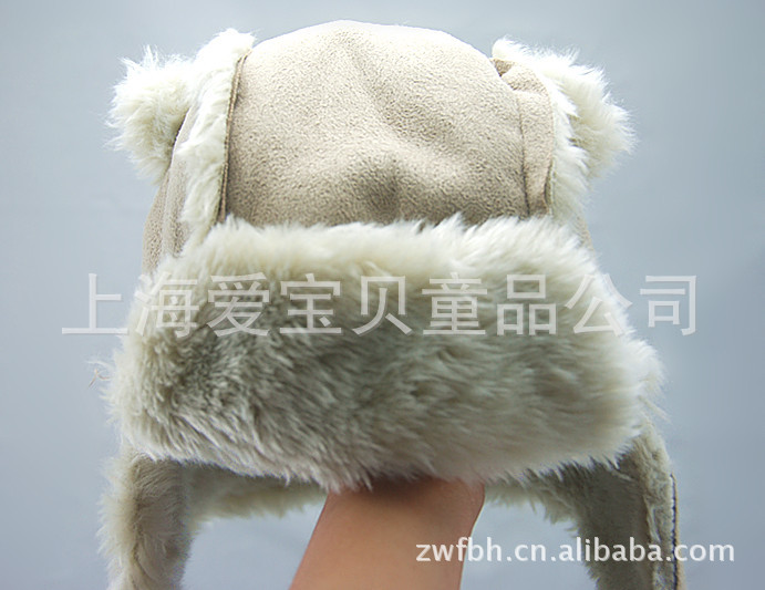 外贸原单g家卡通熊头麂皮绒风雪帽雷锋帽童帽图片,外贸原单g家卡通熊