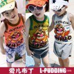 2012夏季新款 卡通印花玛丽背心T 童装批发 爱儿布丁