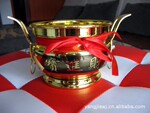 3.5寸里外镀金色铁香炉批发5箱起