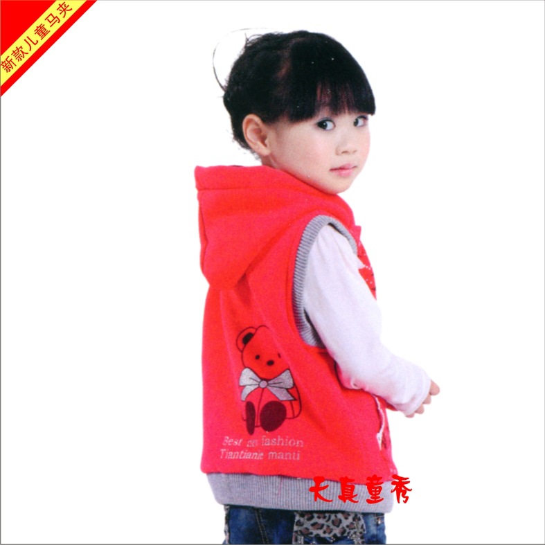 新款童装 <em>毛毛</em>褂儿童<em>马夹针织</em>纯棉背心全棉开