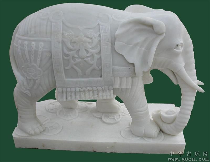 曲阳雕刻动物大象 石雕大象 汉白玉大象 母子象