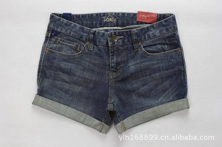 【广州批发 女式<em>牛仔</em>裤 折叠裤脚短裤 <em>牛仔短裤</em>