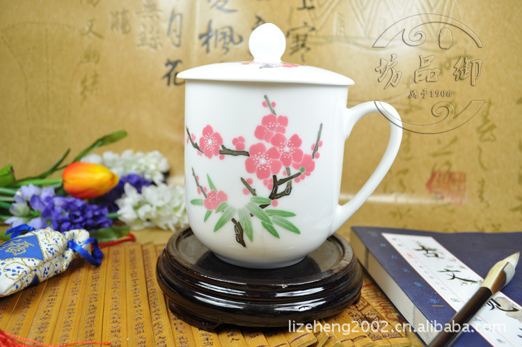 【醴陵瓷杯\/梅花叶常委杯\/人大杯\/釉下五彩瓷杯