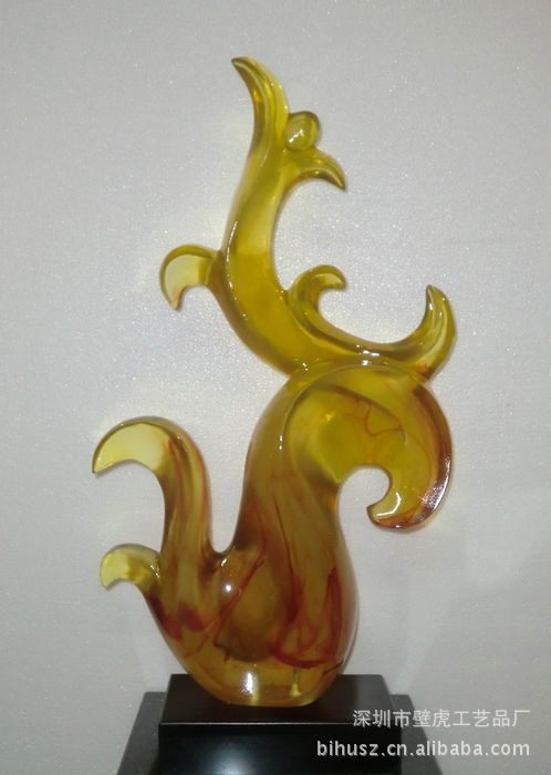 尚仿玉工艺摆件 心形透明树脂雕塑 家居软装饰