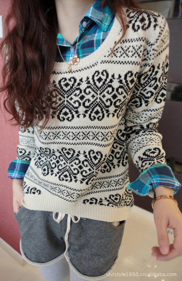 【Q79969#2012秋冬新款 复古<em>配色</em>盘花<em>图案</em>不