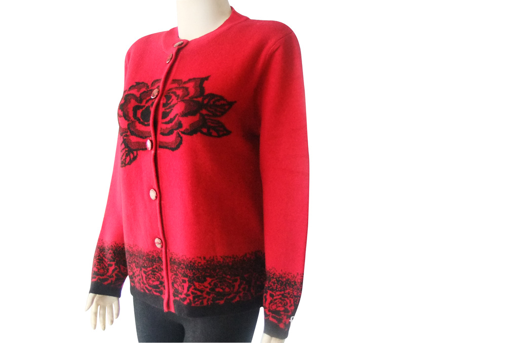 【<em>女式唐装毛衣</em>中老年女<em>开衫</em>羊毛衫秋冬新款妈