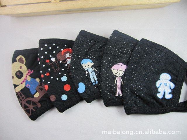 【多图案黑底卡通烫图口罩 全棉口罩】价格,厂