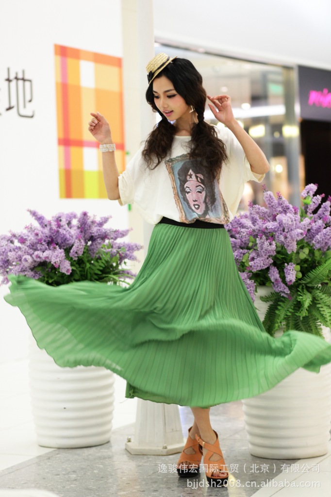 简单生活JDSH 瘦身褶皱半身裙花季少女8008