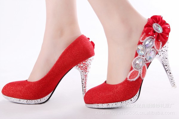 2012秋新款单鞋 防水台女鞋新娘鞋 红色 高跟鞋