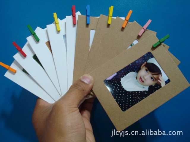 麻绳夹子相框 悬挂式<em>照片墙</em> <em>5寸</em>基本色7枚装 自