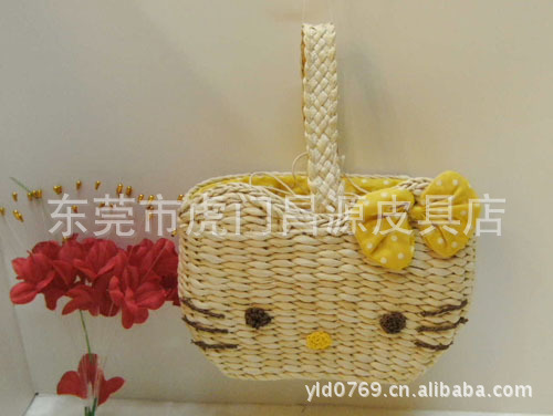 貿易草編包、藤編包 新款推薦爆款 日本流行HEIIO KITTY草編包工廠,批發,進口,代購