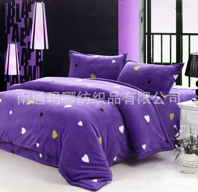 厂家直销 珊瑚绒四件套批发\/超柔印花珊瑚绒四