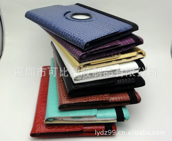 new ipad 3\/4 鳄鱼纹 旋转 PU 皮套 站立 支架 保