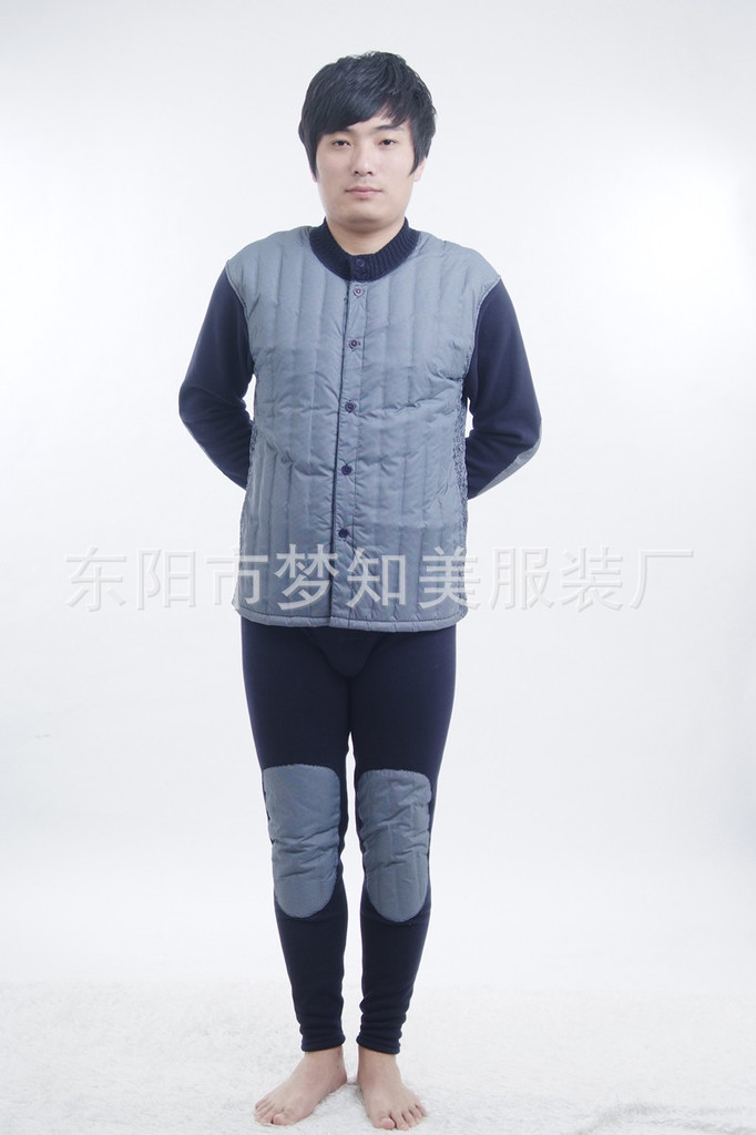 梦知美 <em>保暖</em>内衣 <em>男士羽绒</em>加厚<em>开衫保暖</em>内衣套