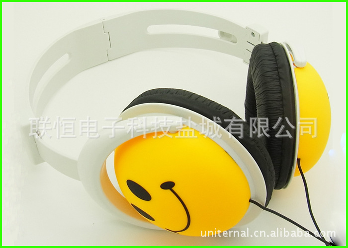 热销笑脸头戴式耳机 头戴可伸缩耳机 电脑卡通