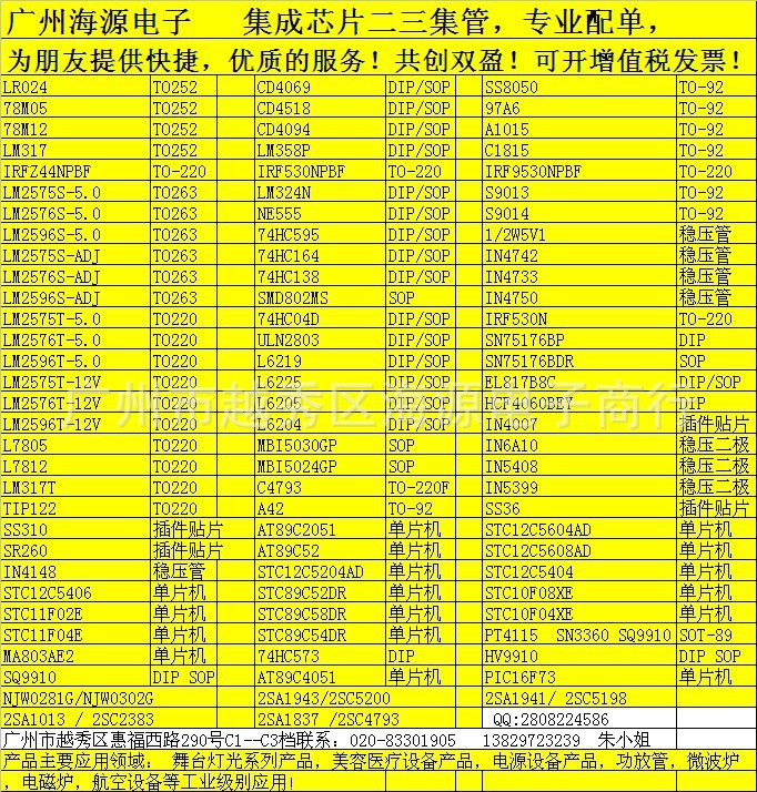 廣州海源電子熱賣型號