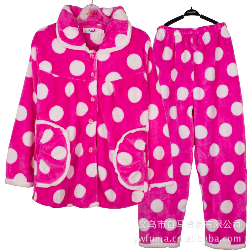 秋冬新品 法兰绒 女士<em>睡衣</em>套家居服 日韩风格大