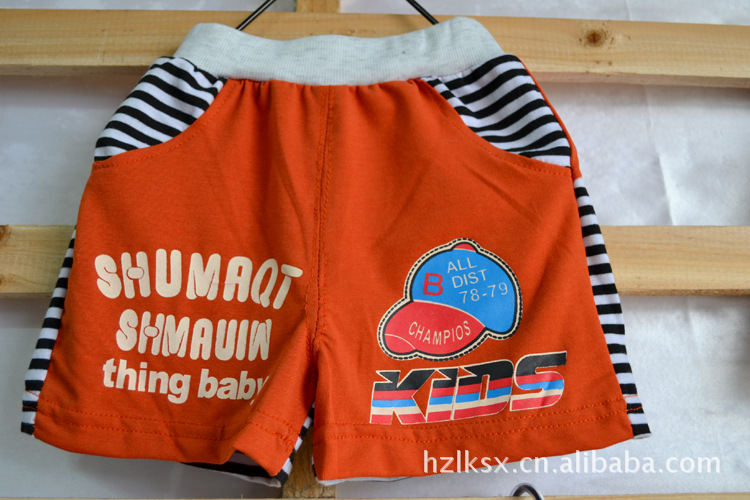 厂家直销桑夏童装<em>2015款</em>男童条纹印花<em>短裤</em> 奥