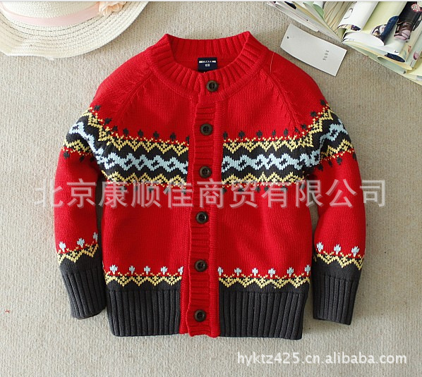 AP外贸中童毛衣<em>开衫</em>,提花<em>纯棉针织开衫线衣</em>,男