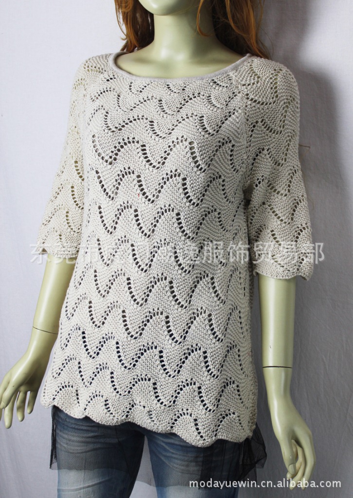 韩版蕾丝拼接长款<em>镂</em>,<em>空</em> 女式<em>毛衣</em>批发 库存小整