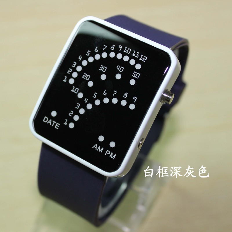 LED<em>手表</em>女表韩国<em>时尚手表</em>男士<em>女士</em>复古表果冻